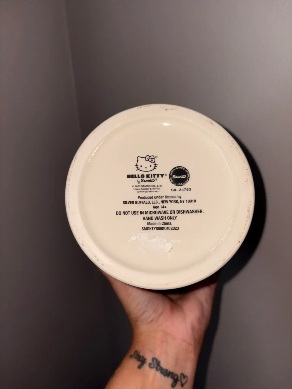 Hello Kitty White Ceramic Dish Bottom Marked Sanrio